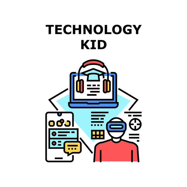 Tecnología niño icono vector ilustración — Archivo Imágenes Vectoriales