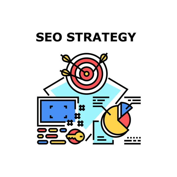 Ilustração do vetor do ícone da estratégia de Seo —  Vetores de Stock