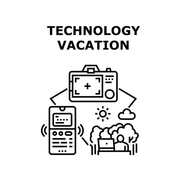 Tecnologia vacanza icona vettoriale illustrazione — Vettoriale Stock