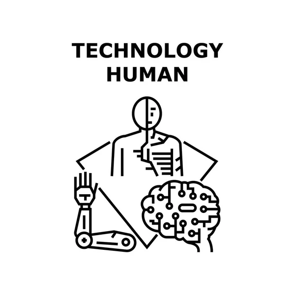 Tecnologia ilustração vetor ícone humano — Vetor de Stock