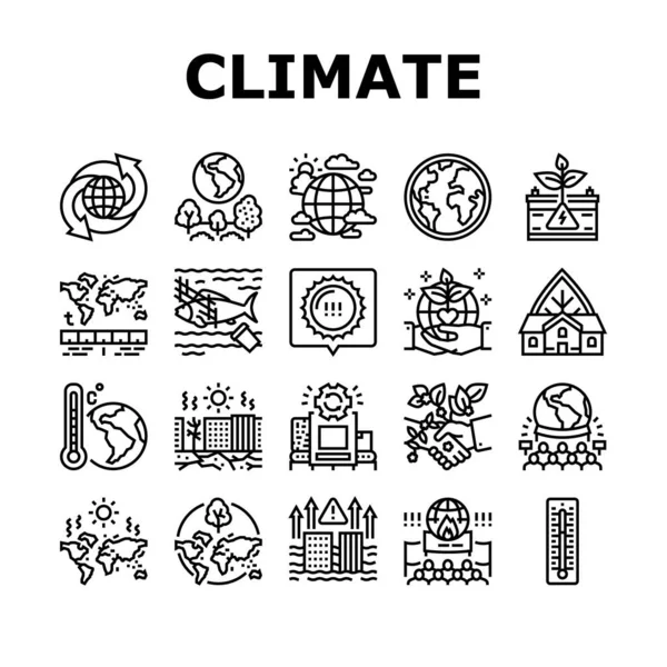 Ikony zmian klimatu i środowiska wyznaczają wektor — Wektor stockowy