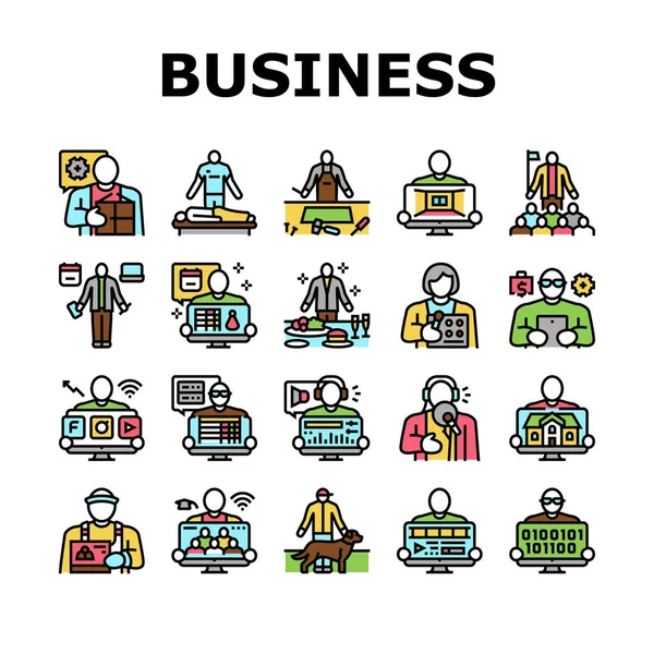 Small Business Entrepreneur Job Icons Set Vector — Stockvector