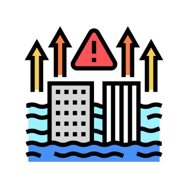 deniz seviyesi problem renk ikonu vektör illüstrasyonu