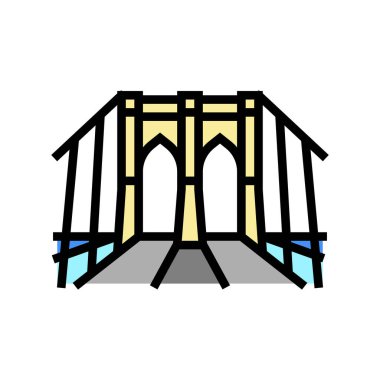 Brooklyn Köprüsü renk ikonu vektör illüstrasyonu