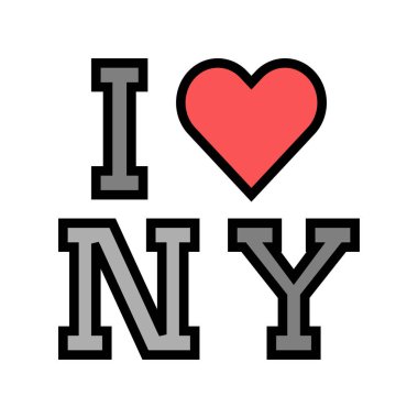New York renk ikonu vektör illüstrasyonunu seviyorum