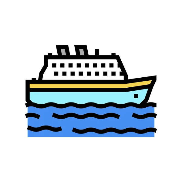 Barco transporte marítimo color icono vector ilustración — Vector de stock