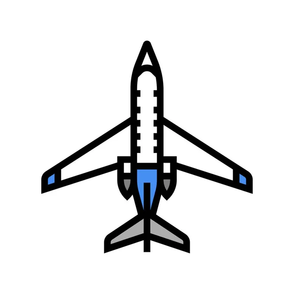 ジェット飛行機のカラーアイコンベクトルイラスト — ストックベクタ