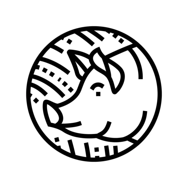 Horoscope chinois porc animal ligne icône vectoriel illustration — Image vectorielle