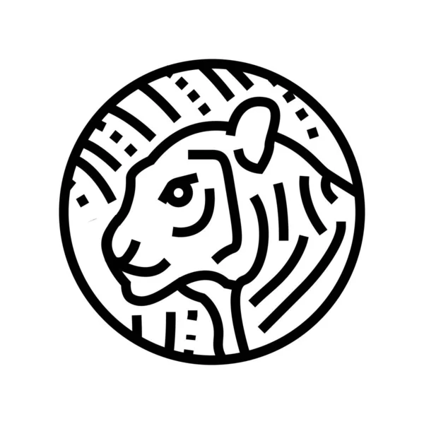 Τίγρη κινεζική ωροσκόπιο ζώων γραμμή εικονίδιο διάνυσμα εικονογράφηση — Διανυσματικό Αρχείο
