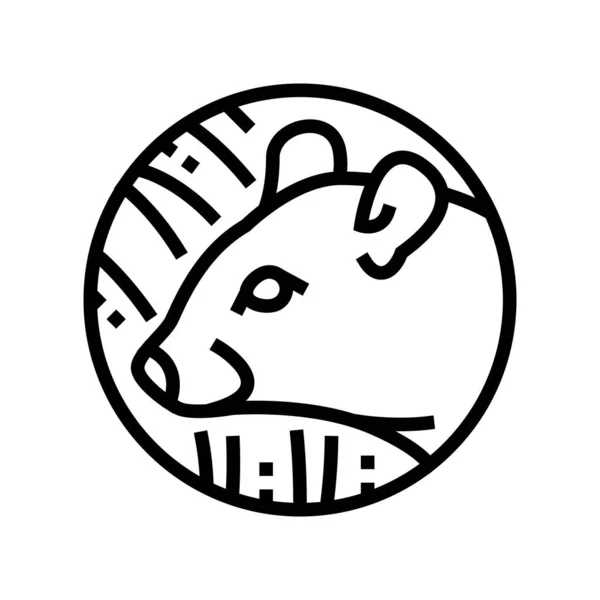 Horoscope chinois rat animal ligne icône vectoriel illustration — Image vectorielle