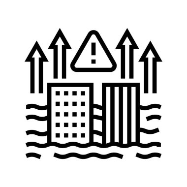 deniz seviyesi problem çizgisi ikon vektör çizimi