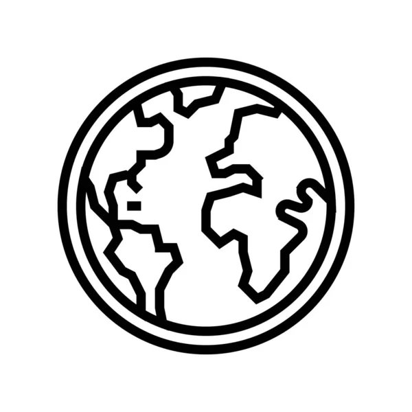 Planeta mundo línea icono vector ilustración — Vector de stock
