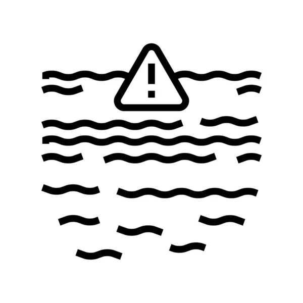 Meer Ozean Krise Linie Symbol Vektor Illustration — Stockvektor