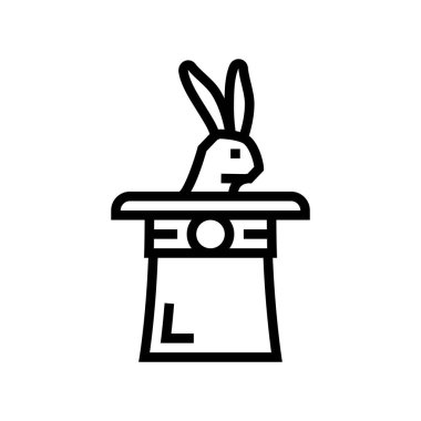 Şapka çizgisi ikon vektör illüstrasyonunda tavşan