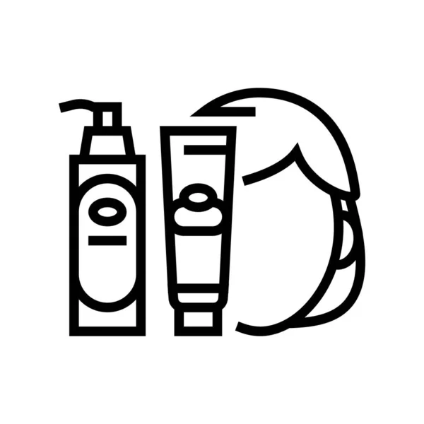 Huid cosmetische lijn pictogram vector illustratie — Stockvector