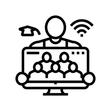 Çevrimiçi sınıf satırı vektör illüstrasyonunu öğret