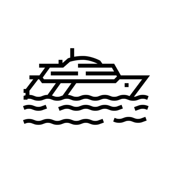 ヨット輸送ラインアイコンベクトルイラスト — ストックベクタ