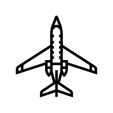 jet uçağı çizgisi ikon vektör çizimi