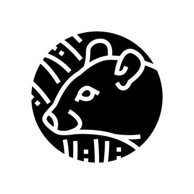 sıçan Çin burcu hayvan glifleri ikon vektör çizimi