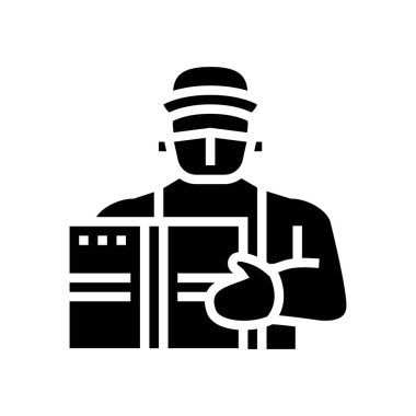 kurye kontak glifsiz simge vektör çizimi