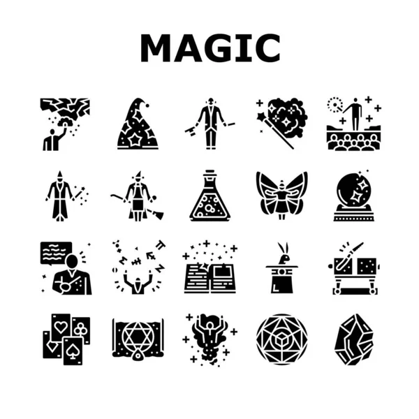 魔术表演和配饰图标设置向量 — 图库矢量图片