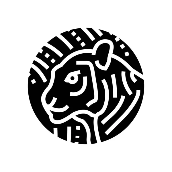 Tigre chinês horóscopo animal glifo ícone vetor ilustração — Vetor de Stock
