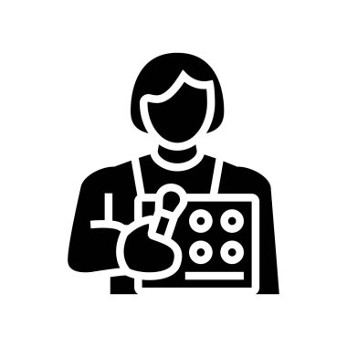 makyaj sanatçısı glyph ikon vektör çizimi