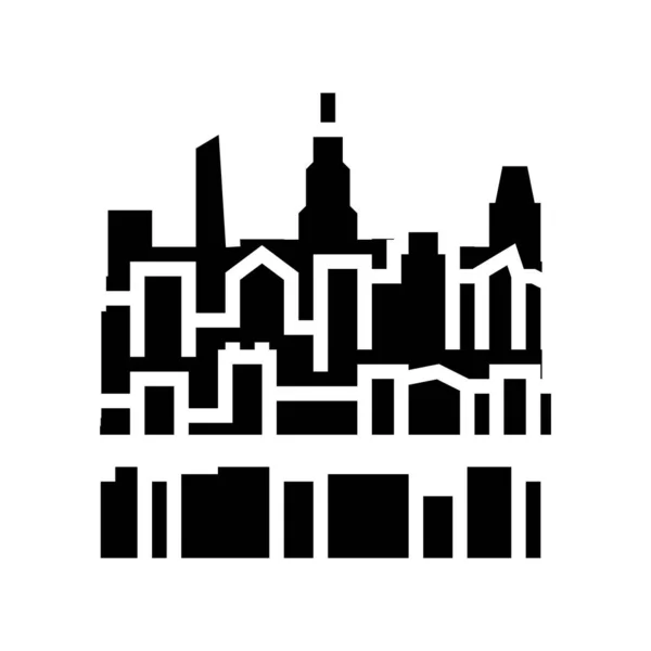 Skyline New York Glyph Icon Vektor Illustration — Stockvektor