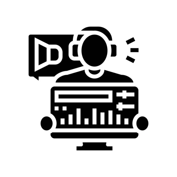 Editor de audio glifo icono vector ilustración — Vector de stock