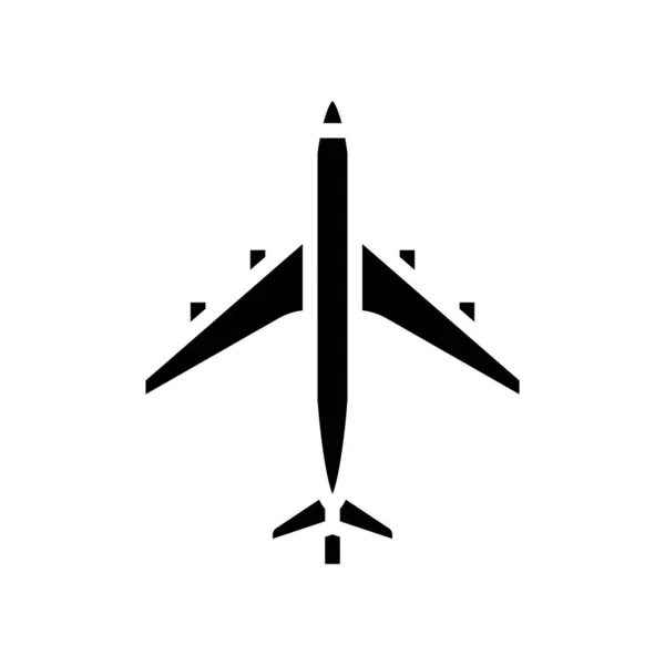 Avión transporte aéreo glifo icono vector ilustración — Vector de stock