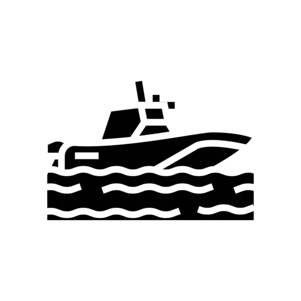 ボート輸送グリフアイコンベクトルイラスト — ストックベクタ