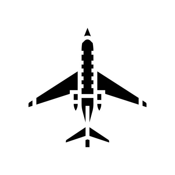 Jet flygplan glyf ikon vektor illustration — Stock vektor