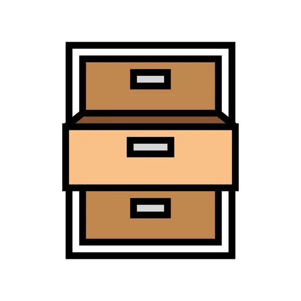 Illustrazione vettoriale dell'icona a colori aperta del cassetto — Vettoriale Stock