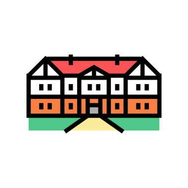 Tudor evi renk ikonu vektör illüstrasyonu