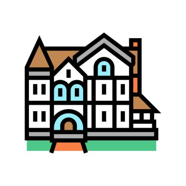 Viktorya evi renk ikonu vektör illüstrasyonu