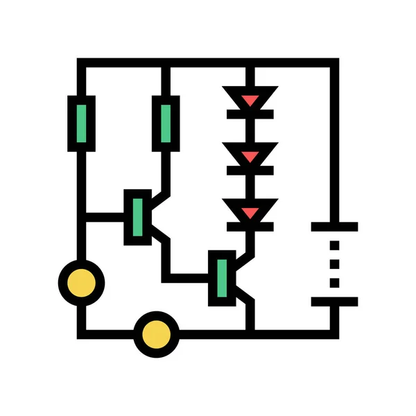 Diagrama de circuito cor ícone vetor ilustração — Vetor de Stock