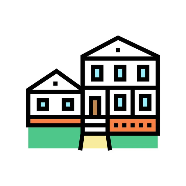Bauernhaus Gebäude Farbe Symbol Vektor Illustration — Stockvektor