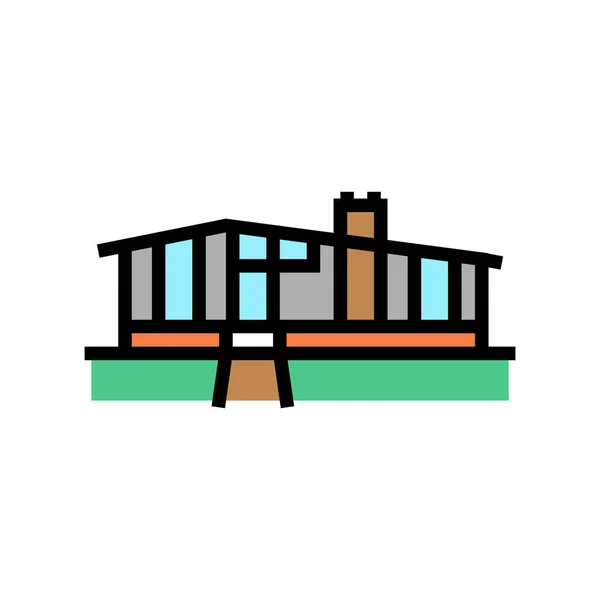 Mitte des Jahrhunderts moderne Haus Farbe Symbol Vektor Illustration — Stockvektor