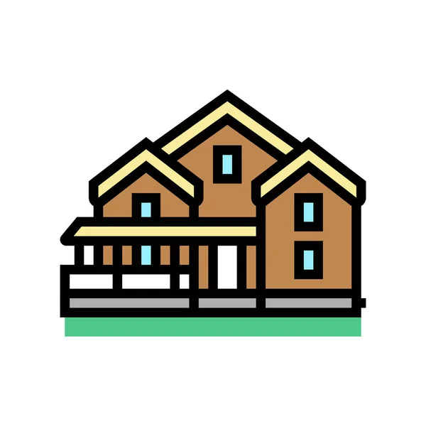 Hütte Haus Farbe Symbol Vektor Illustration — Stockvektor