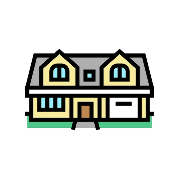 Μονοκατοικία μονοκατοικία έγχρωμη εικονογράφηση διάνυσμα εικονίδιο — Διανυσματικό Αρχείο