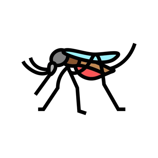 Illustration vectorielle d'icône de couleur d'insecte moustique — Image vectorielle