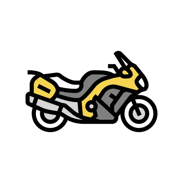 Esporte turismo motocicleta cor ícone vetor ilustração — Vetor de Stock