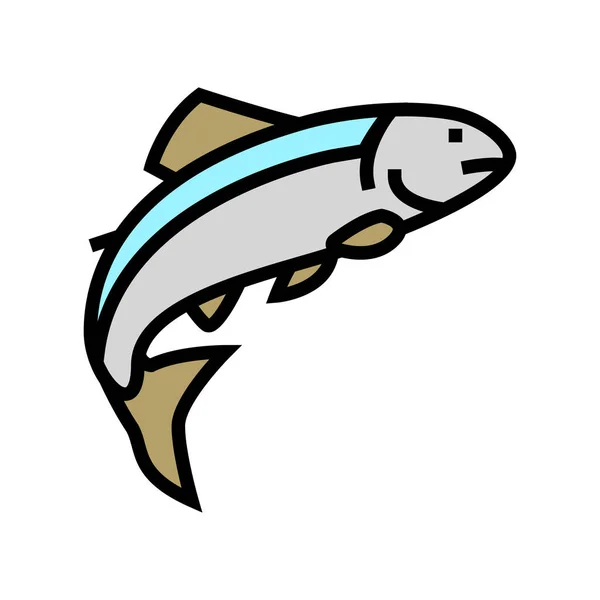 Lachs Fisch Farbe Symbol Vektor Illustration — Stockvektor