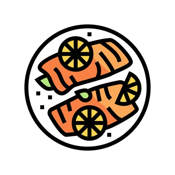 Gekochter Zitronenlachs Farbe Symbol Vektor Illustration — Stockvektor