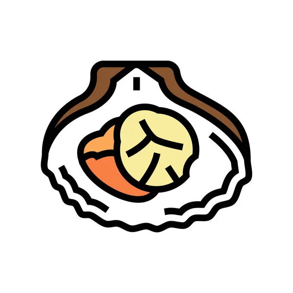 Vieiras mariscos color icono vector ilustración — Vector de stock