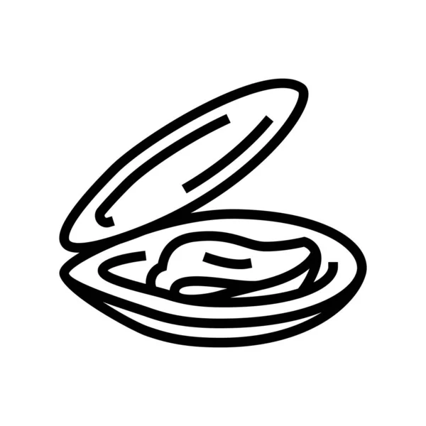Geöffnete Muschel Linie Symbol Vektor Illustration — Stockvektor