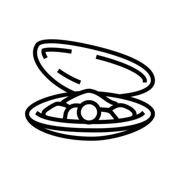 Perle Austernschale Linie Symbol Vektor Illustration — Stockvektor