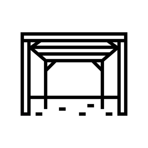 Gambar vektor ikon baris konstruksi halaman belakang pergola - Stok Vektor