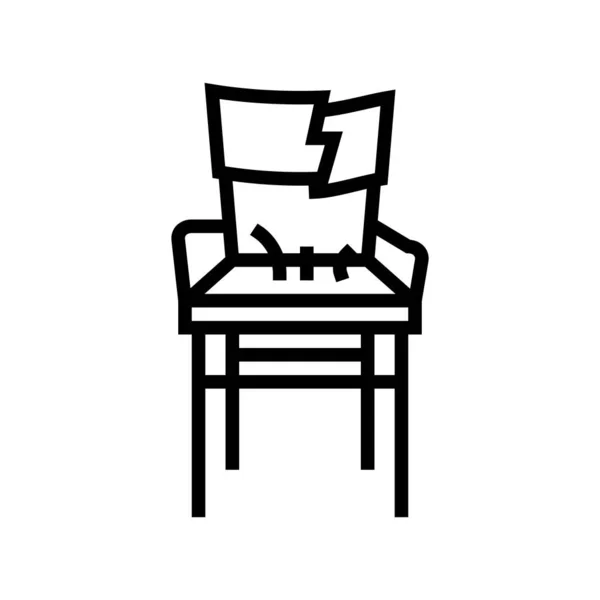 Złamane stare krzesło linia ikona wektor ilustracja — Wektor stockowy