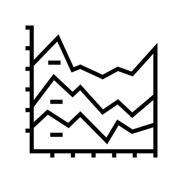 Gestapelte Fläche Diagramm Linie Symbol Vektor Illustration — Stockvektor